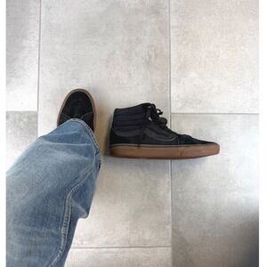 Vintage Vans Sk8-Hi Black Gum Sole High Top Suede Skate Shoes Mens 9.5 721356